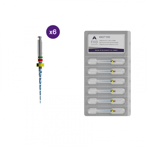 картинка Рэйс ЭВО Ни-Ти 8% - RaCe EVO Ni-Ti 8%, 19 мм, №25 (6шт), FKG Dentaire SA 